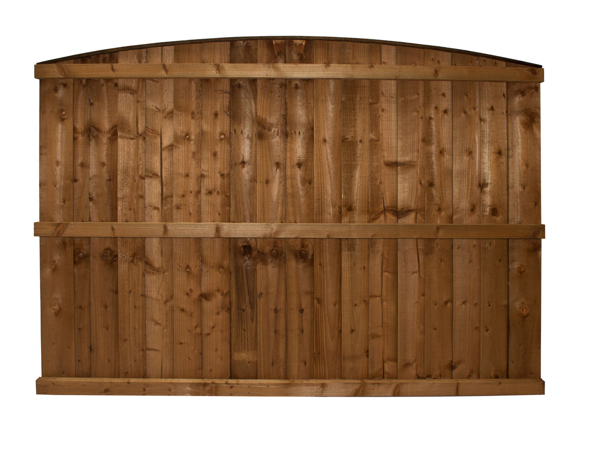 Rear view of a 4ft heavy duty arched feather edge fence panel with pressure-treated timber