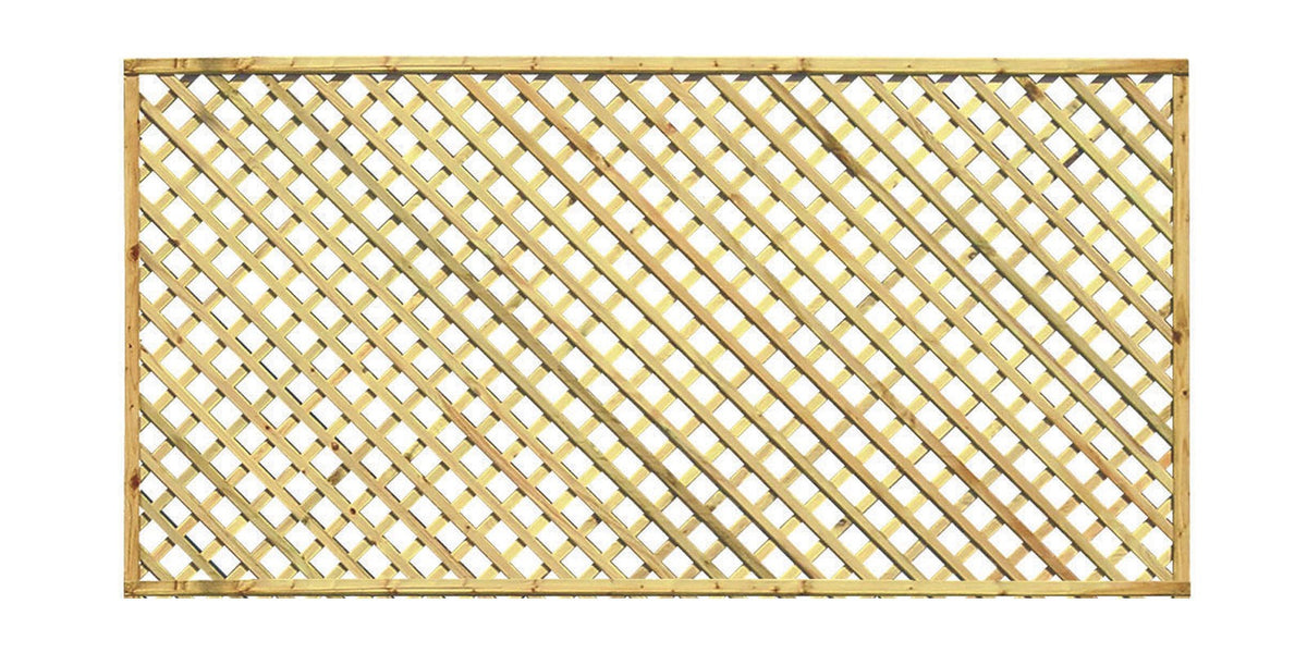 Wooden diamond trellis fence panel with close knit lattice design