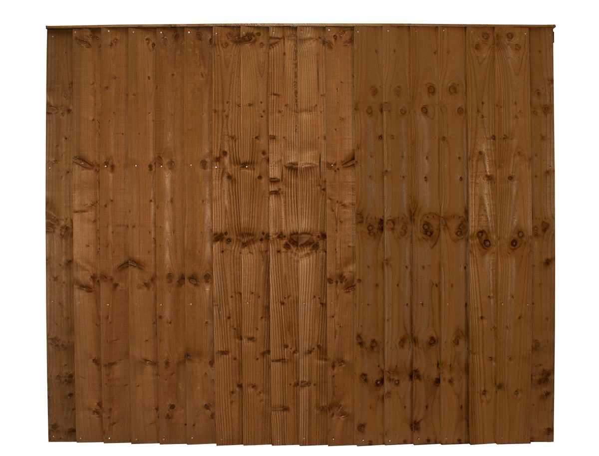 Double sided feather edge fence panel made from pressure-treated timber, ideal for garden fencing.