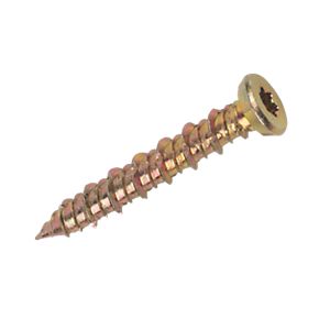 Zinc yellow passivated concrete screw with self-tapping thread, designed for masonry, brick, and wood fixings.
