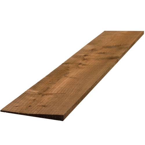 Brown timber feather edge pale board for fencing construction.