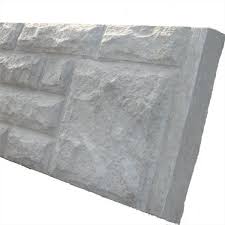 Rock face concrete base panel with textured stone effect — durable fencing support panel combining strength and decorative style.