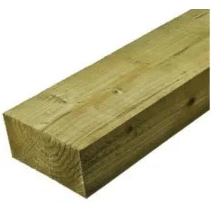 Wooden green sleeper measuring 8x4x2.4, pressure-treated timber for fencing, landscaping, and garden projects.