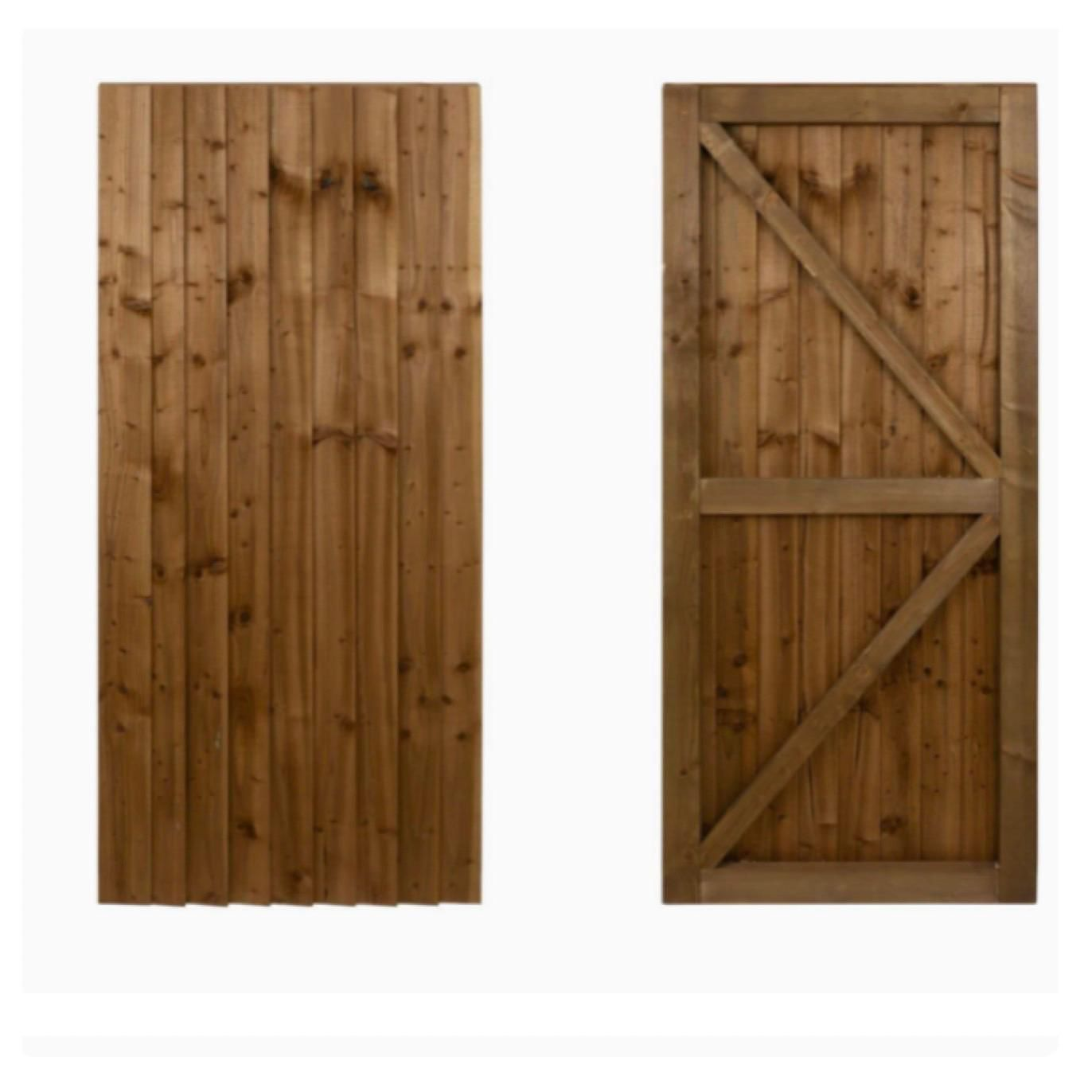 Ledge and braced feather edge wooden garden gate made with pressure-treated timber