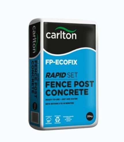 Carlton FP-Ecofix rapid set postmix concrete bag (20kg), ideal for fixing fence posts quickly and securely.